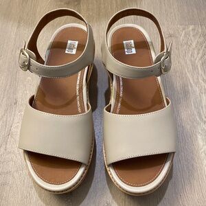 Fitflop Eloise Cork Wrap Leather Wedge Sandals Size 8